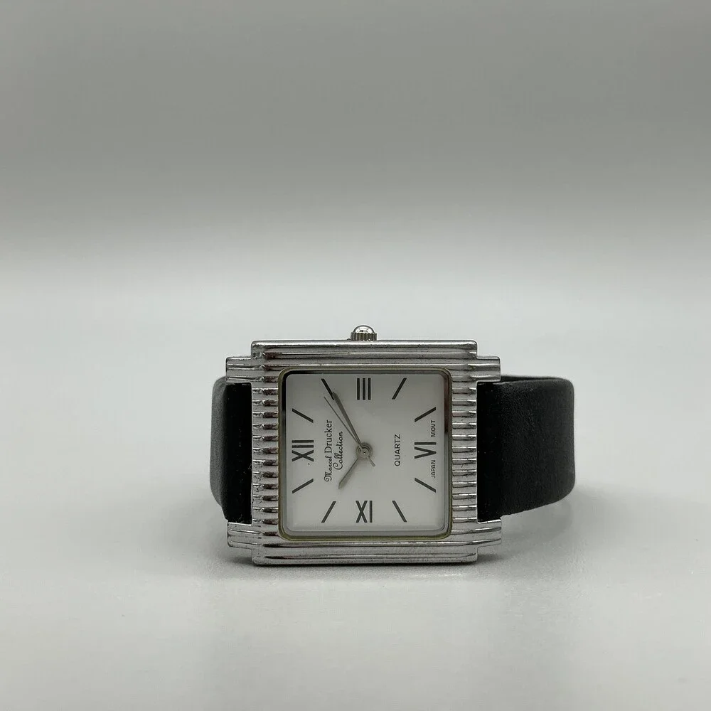 Marcel Drucker 22-390 Womens Watch 29mm White Dial Black Leather New Battery